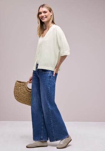 Kurzarm Jacke im Strick-Look mit Glitzer 40 - Off White
