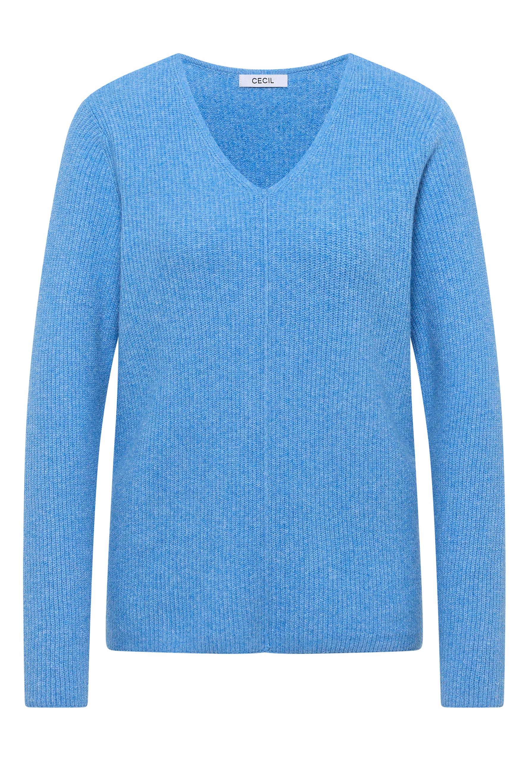V-Neck Pullover L - Fountain Blue Melange
