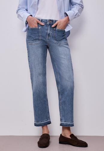 Straight Leg Jeans mit Saumdetail 31/28 - Mid Blue Washed