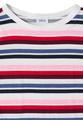 Kurzarm Shirt mit Multicolor Streifen L - Universal Blue