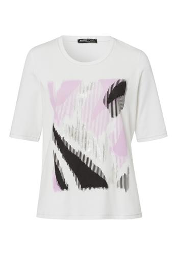 Shirt CASUAL mit Placement-Print 40 - Soft Purple/ecru/anthrazit