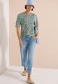 Kurzarm Shirt mit Knöpfen und Leo-Print XL - Macadamia Beige