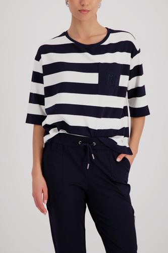 Sweatshirt mit Brusttasche 38 - Marine Ringel