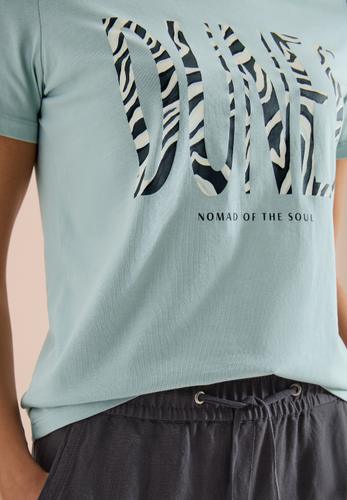 T-Shirt mit Rundhals und Frontprint L - Crystal Mint