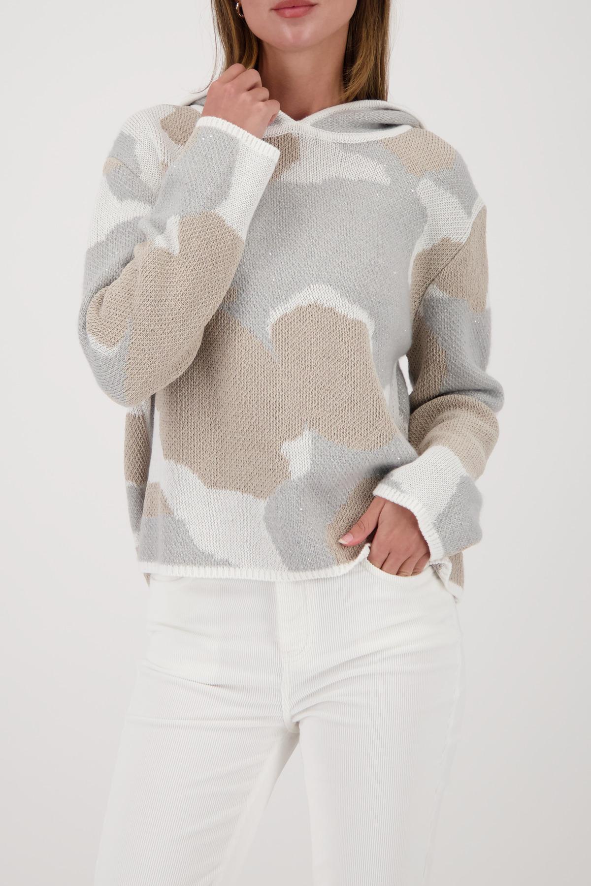 Strickpullover mit Wolkenmuster 44 - Lattemacchiato Gemustert