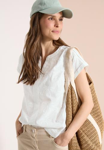 Dropped Shoulder Bluse mit Embroidery L - Vanilla White