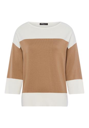 Strickpullover CASUAL im Colorblocking Design 46 - Affogato/ecru