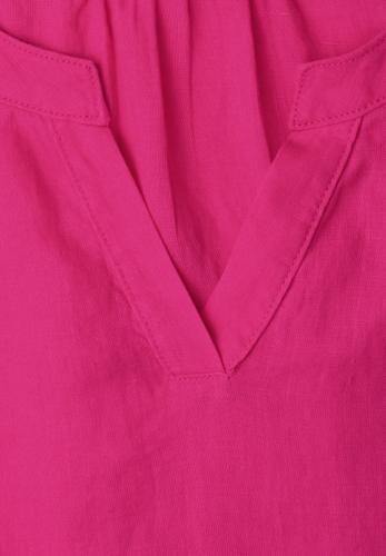 Knielanges Kleid mit Split Neck aus Leinen 34 - Magenta Dream