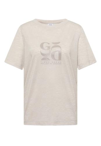 T-Shirt in Leinen-Optik mit Print