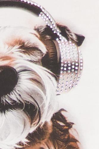 T-Shirt Hund-Print und Strasssteinen
