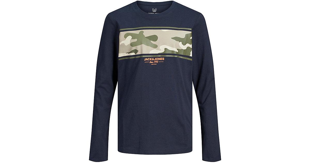 JJSODIER BLOCK TEE LS CREW NECK JR 176 Normal geschnitten - Navy Blazer