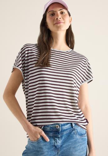 T-Shirt mit Boatneck und Streifen M - Rich Burgundy