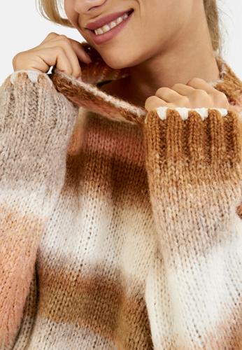 High Collar Gradient Pullover M - Nougat Print