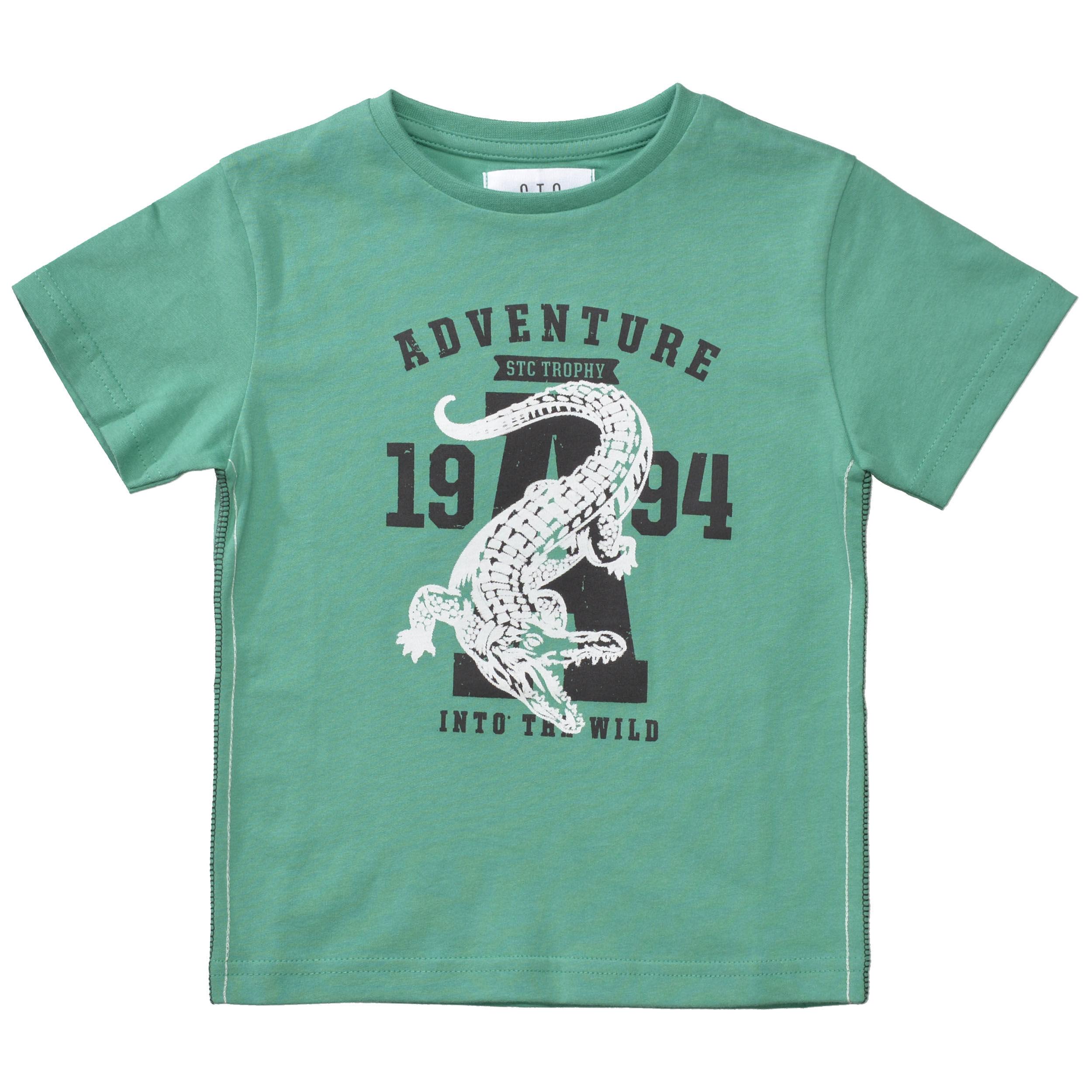 T-Shirt mit Kontrastnähten an den Seiten 104/110 gerade - Emerald