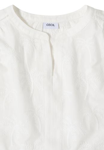 Dropped Shoulder Bluse mit Embroidery L - Vanilla White
