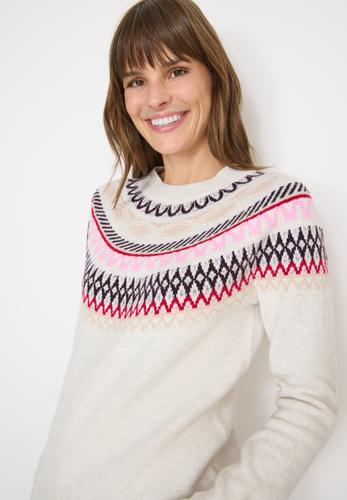 Gemusterter Strickpullover XL - Eggshell Melange