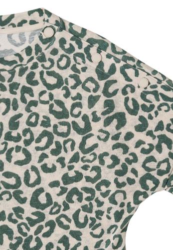 Kurzarm Shirt mit Knöpfen und Leo-Print XL - Macadamia Beige