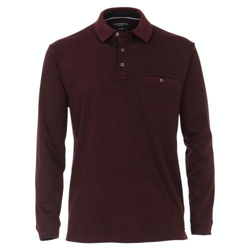 Polo-Shirt Langarm gestreift L - Rot