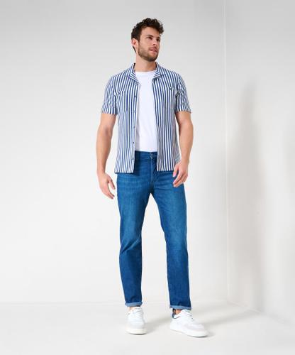 Style Cadiz 33/32 Five-Pocket-Jeans, Aufgesetzte Gesäßtaschen, Einschubtaschen vorn, Verdeckter Reißverschluss, Gerader Schnitt, Normale Leibhöhe, Straight Fit, Normale Fußweite - Regular Blue Used