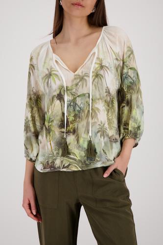 Bluse mit tropischen Print