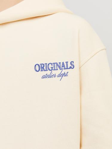 JORSANTORINI GRAPHIC SWEAT HOOD JNR 176 Locker geschnitten - Buttercream