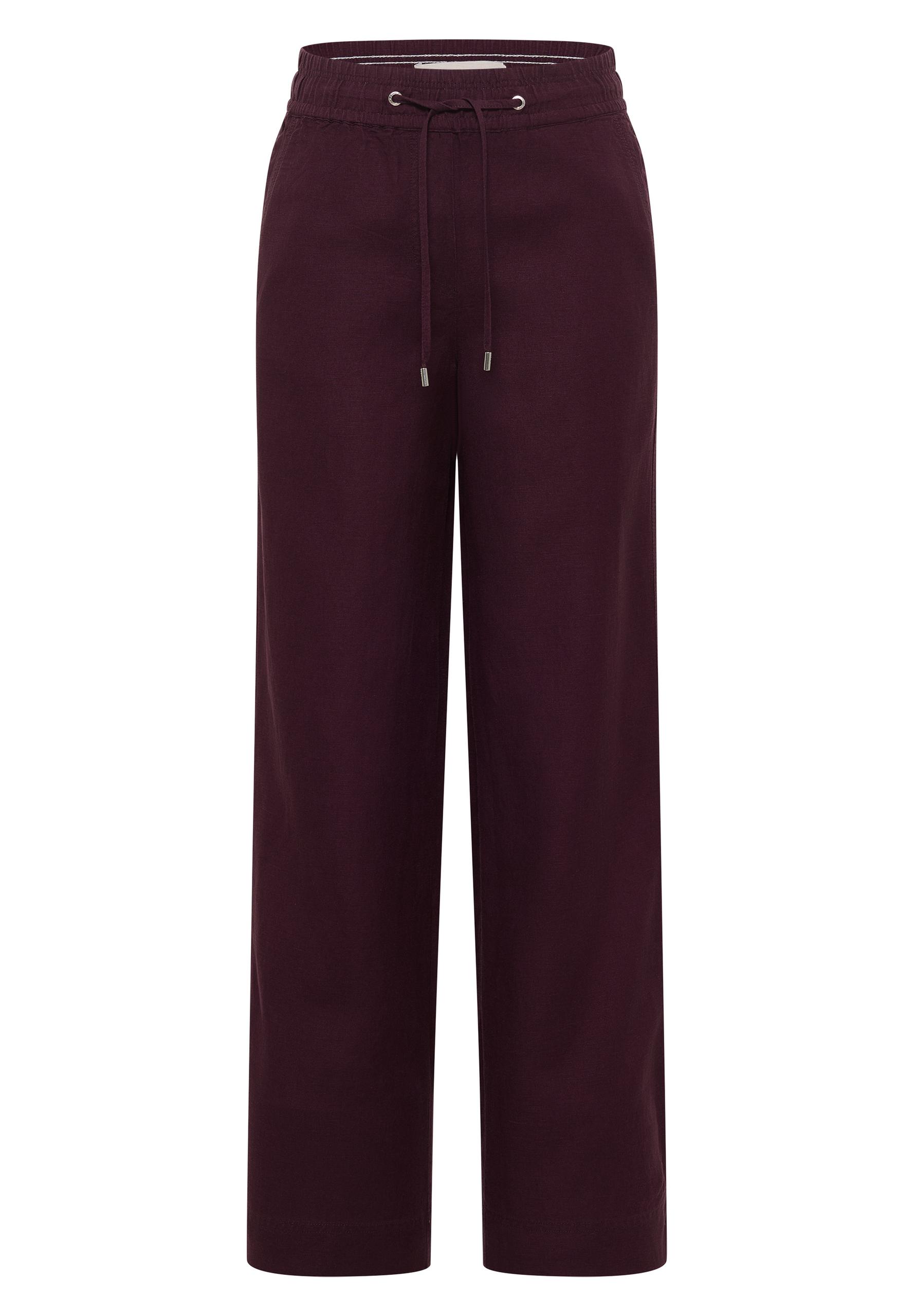 High Waist Wide Leg Hose aus Leinenmix XS/7/8 Hosen - Rich Burgundy