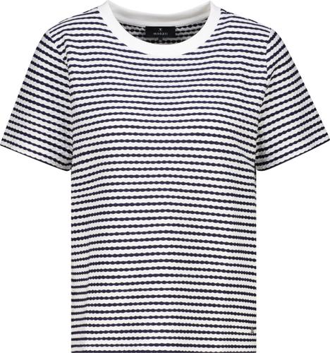 T-Shirt mit Struktur 36 - Marine Ringel