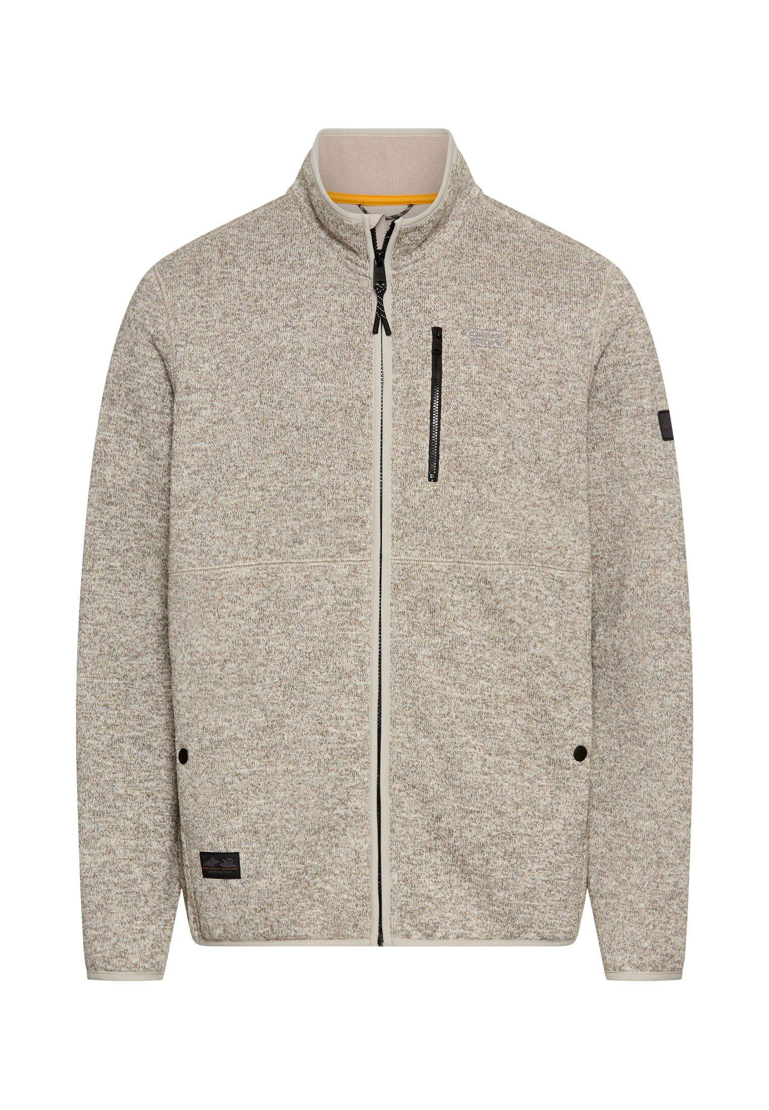 Strickjacke mit Stehkragen XXL Regular Fit - Oatmeal