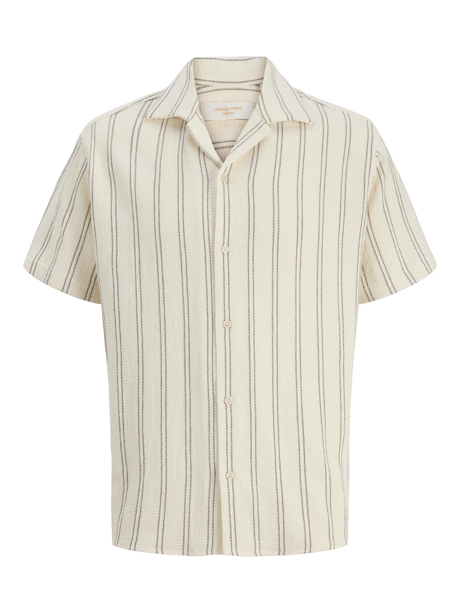 JJECOBA STRIPE RESORT SHIRT SS SN JNR 164 Locker geschnitten - Antique White