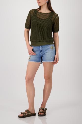 Strickpullover mir Ajour-Struktur 38 - Olive