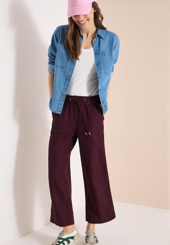 High Waist Wide Leg Hose aus Leinenmix XS/7/8 Hosen - Rich Burgundy