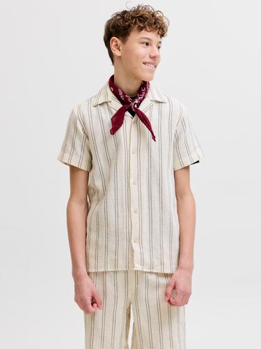 JJECOBA STRIPE RESORT SHIRT SS SN JNR 164 Locker geschnitten - Antique White