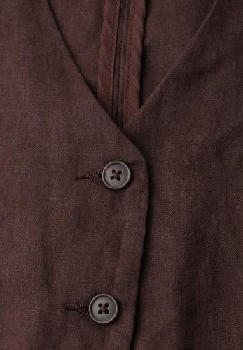 Weste mit V-Neck und Knöpfen aus Leinen 36 - Espresso Brown