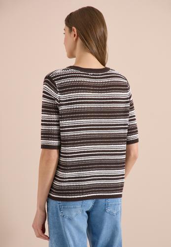 Kurzarm Pullover mit Rundhals und Streifen