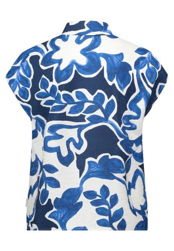 Hemdbluse 38 Lässig - Weiß/Dunkelblau