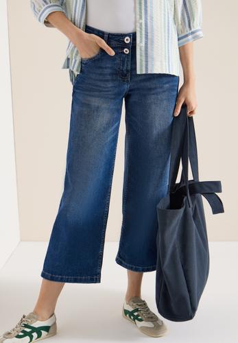 High Waist Wide Leg Jeans im Loose Fit 30/7/8 Hosen - Mid Blue Used Wash