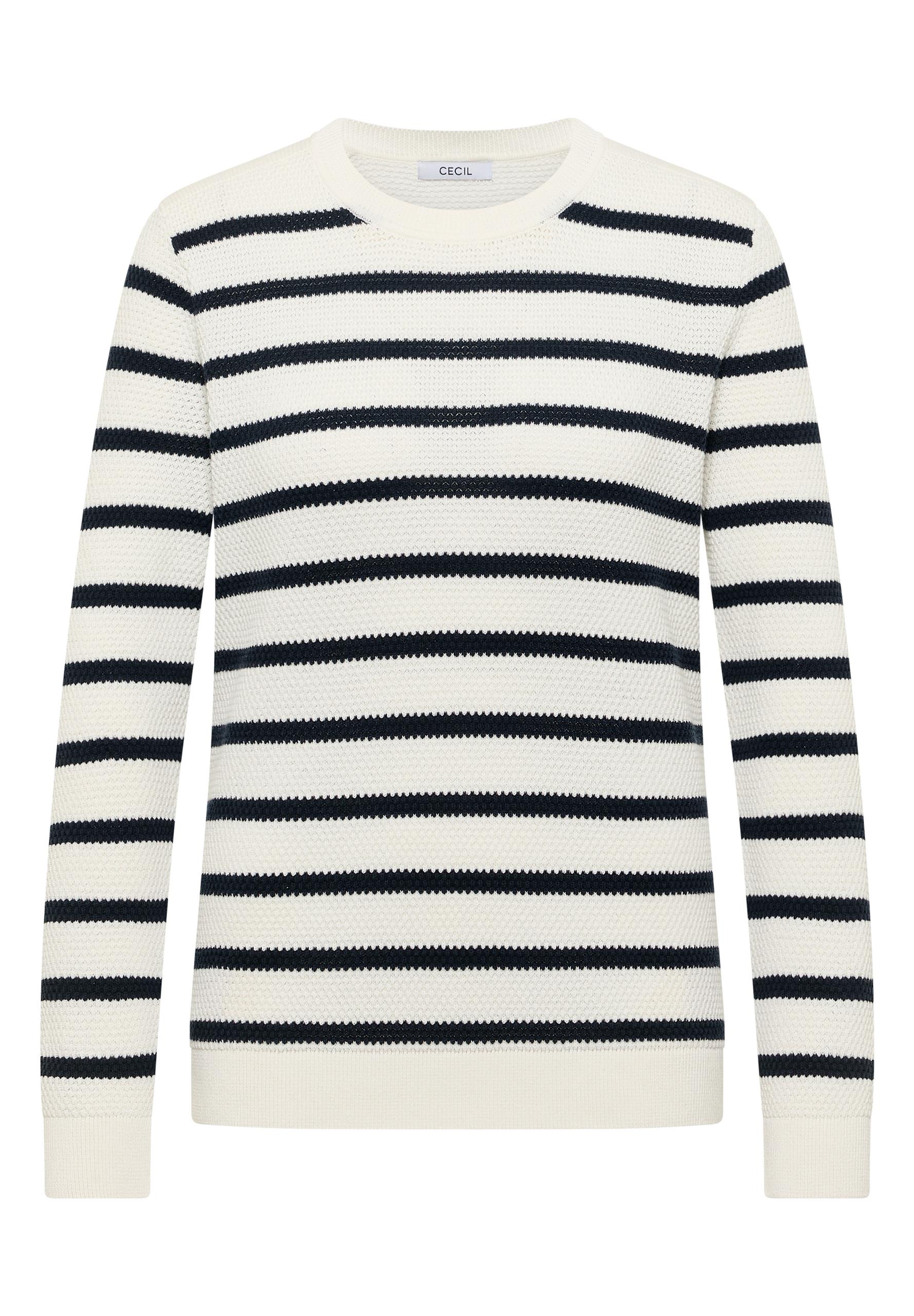 Gestreifter Strukturpullover L - Universal Blue