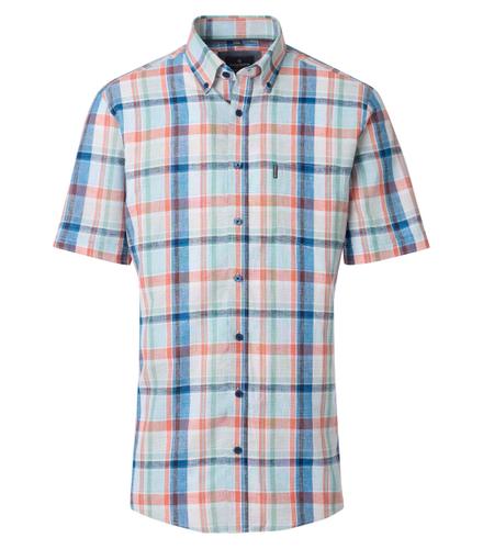 Leinenhemd Kurzarm L Comfort Fit - Blau
