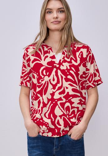 Kurzarm Bluse mit floralem Muster 38 - Salsa Red
