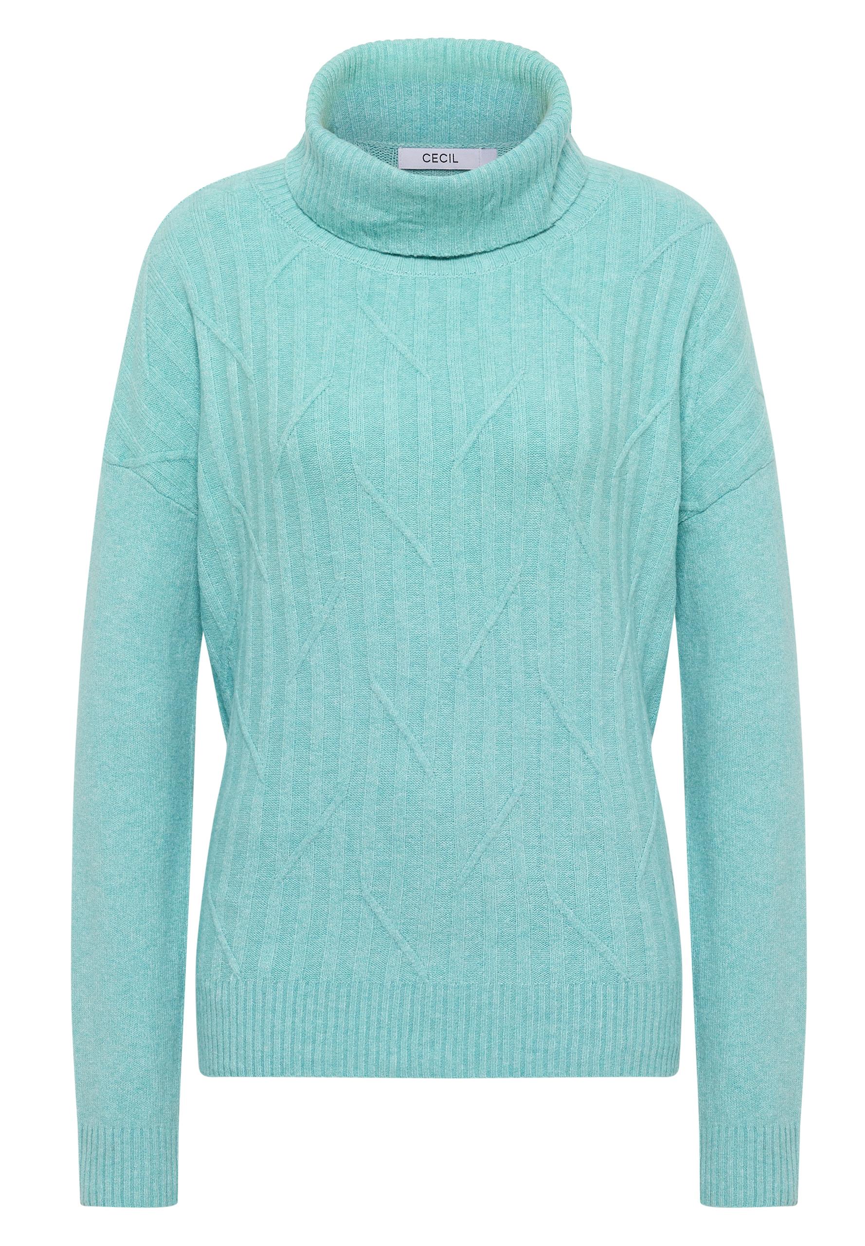Struktur Rollkragenpullover L - Foam Blue Melange