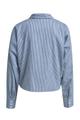 Striped Cropped Blouse with Ruffles S - Dark Denim Print