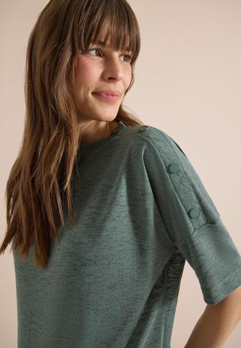 T-Shirt in Leinen-Optik mit Knöpfen L - Just Khaki