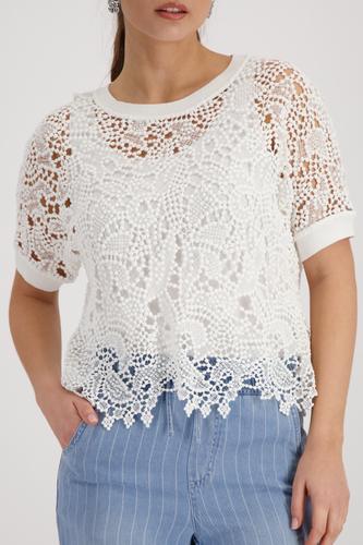 Pullover mit Spitzenmuster 36 - Cream