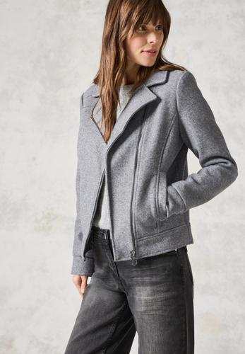Bikerjacke in Woll-Optik S - Platinum Grey Mel.