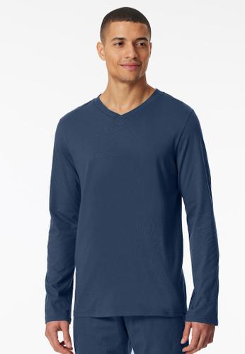Langarmshirt V-Ausschnitt Blau 54