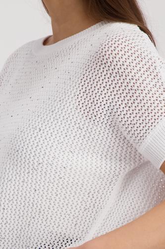 Ajour-Strickpullover mit Strasssteinen