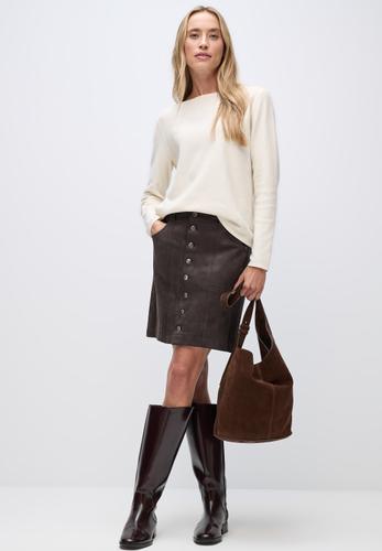Veloursrock mit Knöpfen 42 - Deep Roast Brown