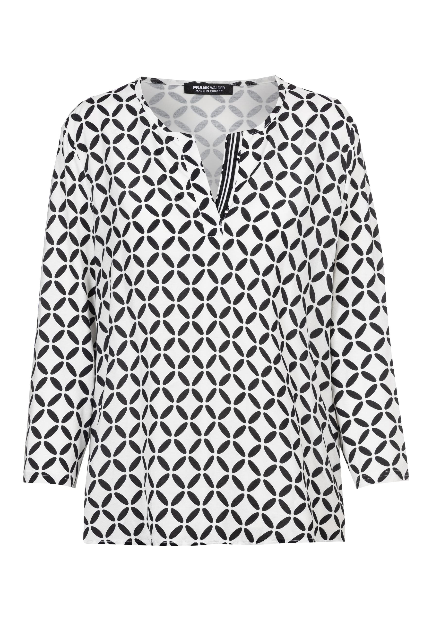 Blusenshirt TIMELESS MODERNITY mit Akzentband 40 - Schwarz/ecru