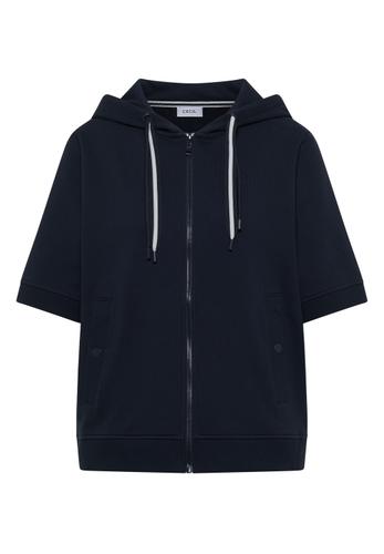 Kurzarm Sweatjacke mit Kapuze