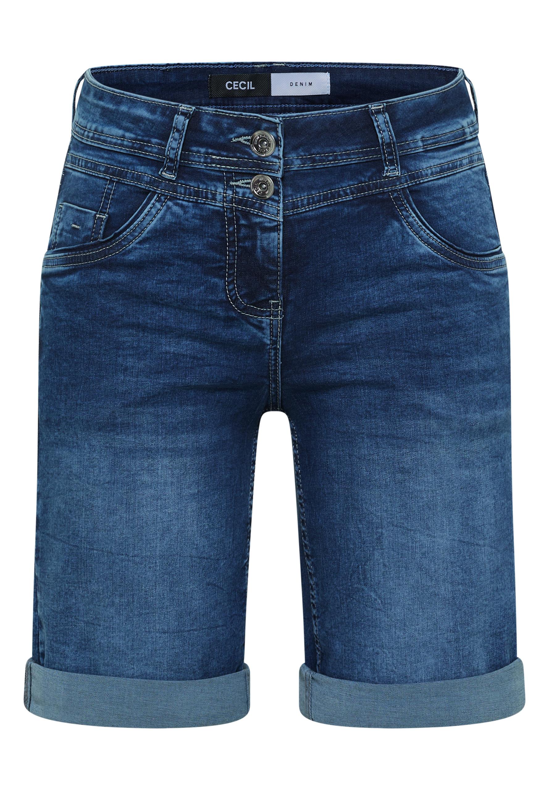 Slim Leg Jeansshorts im Casual Fit 29 - Mid Blue Used Wash